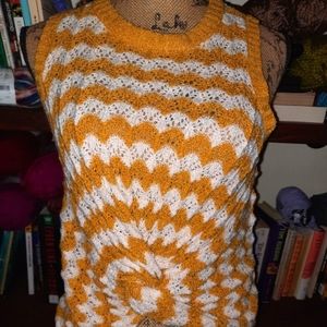 Yellow & Cream Crochet Sweater Vest